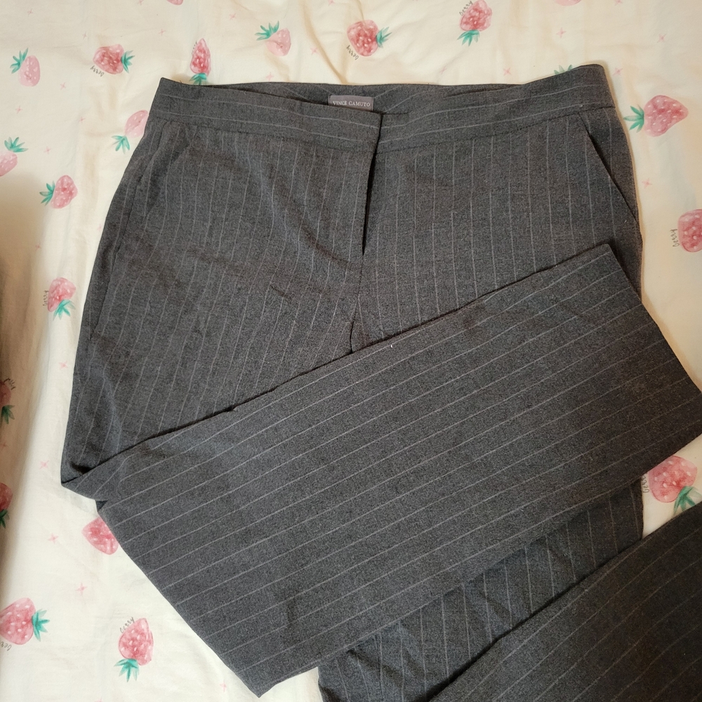 Vince Camuto Gray Pinstripe Straight Leg Pants
